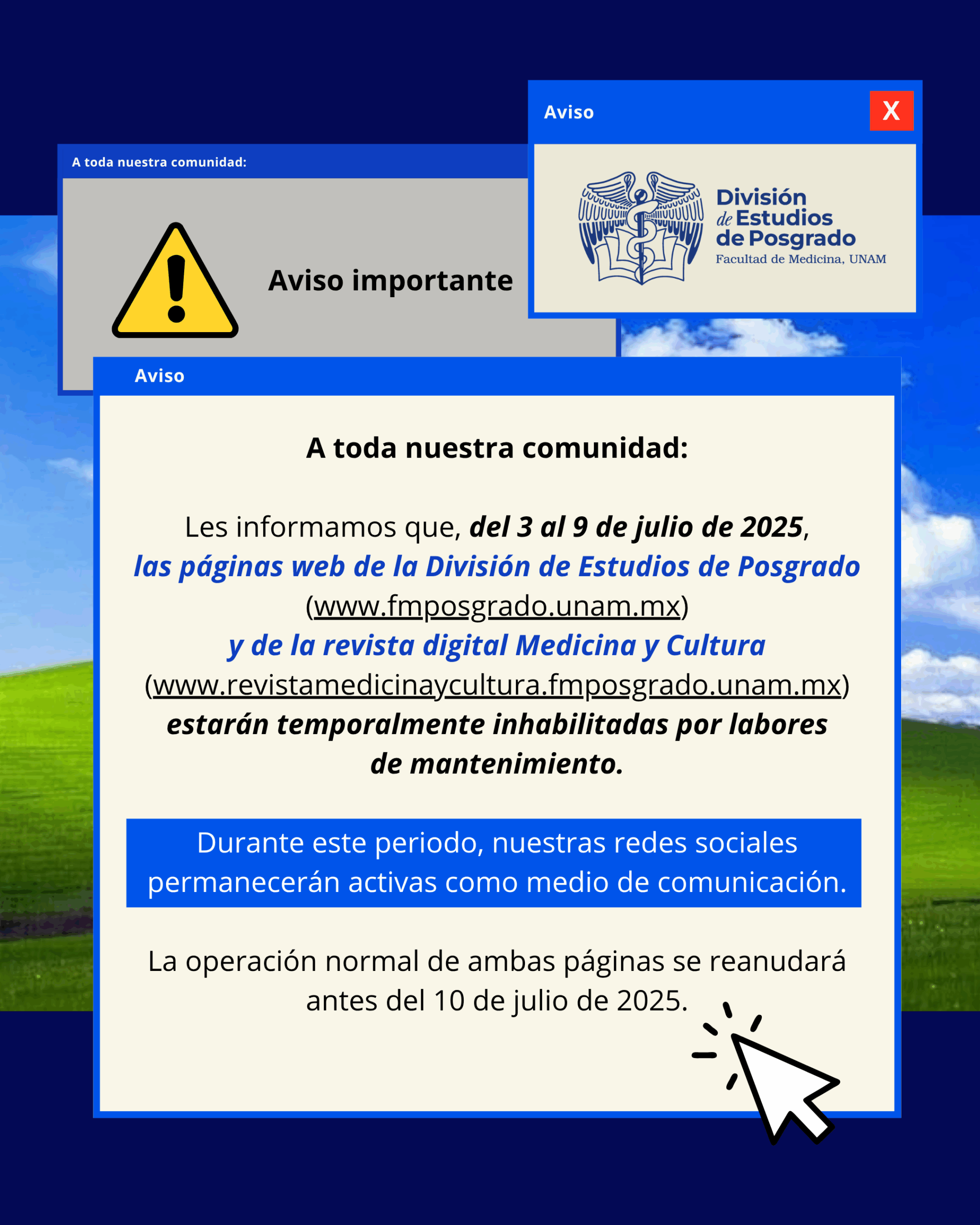 Aviso Mantenimiento Páginas